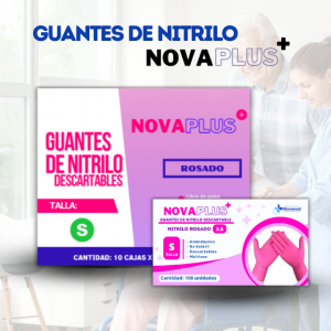 GUANTES DESCARTABLES DE NITRILO ROSADO “NOVAPLUS” 3.5GR