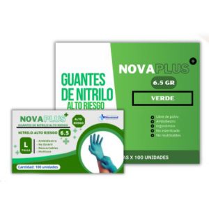 GUANTES DESCARTABLES DE NITRILOALTO RIESGO “NOVAPLUS” 6.5GR