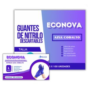 GUANTES DESCARTABLES DE NITRILO AZUL COBALTO “ECONOVA” 3.2GR