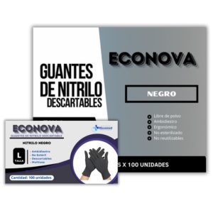 GUANTES DESCARTABLES DE NITRILO NEGRO “ECONOVA” 3.2GR